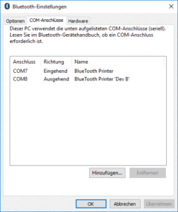 Bluetooth COM-Anschlüsse